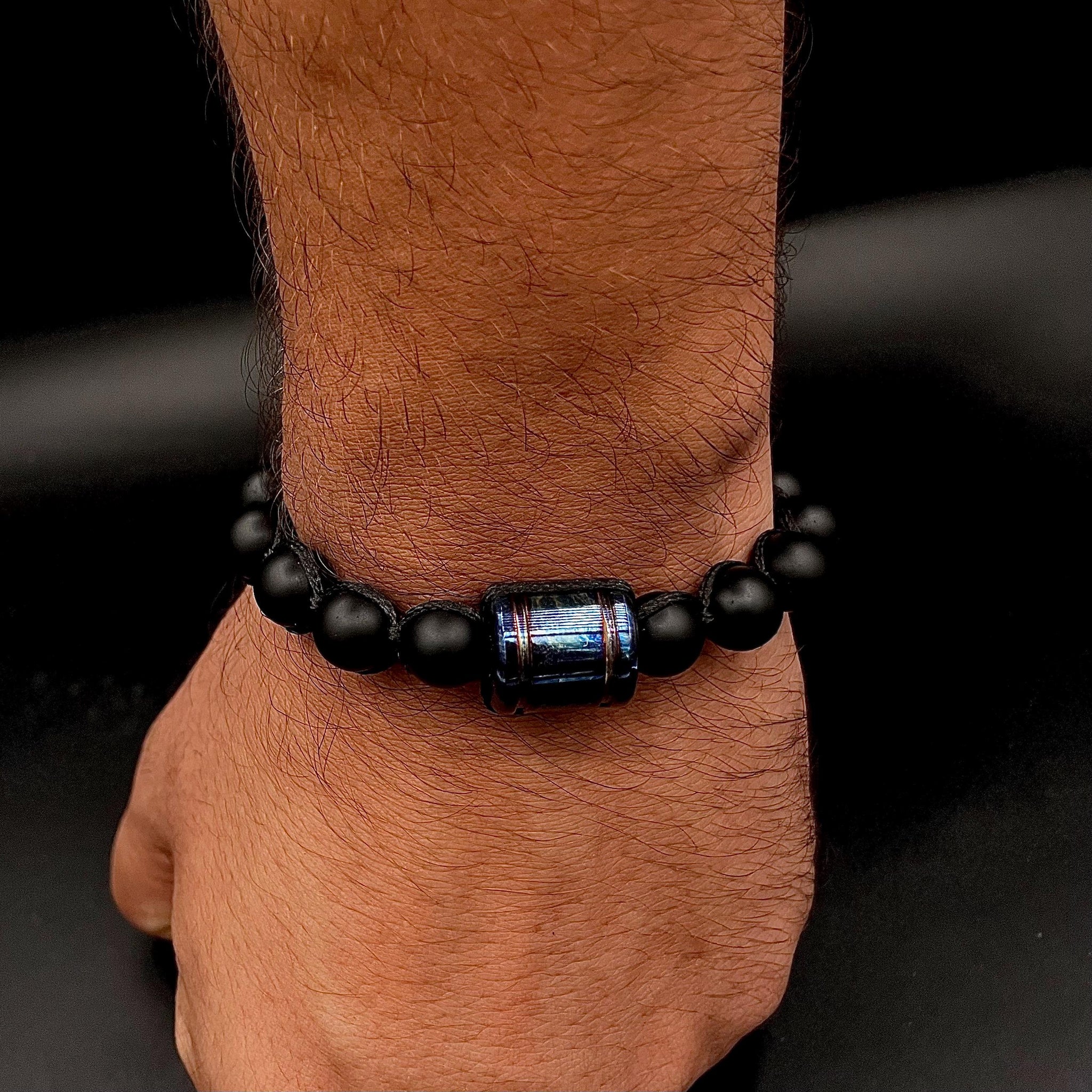 Lava Stone &amp; Titanium Bracelet for Men | Healing Energy Jewelry