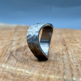 Hammered Titanium Ring - Minimalist Wedding Band for Men & Women