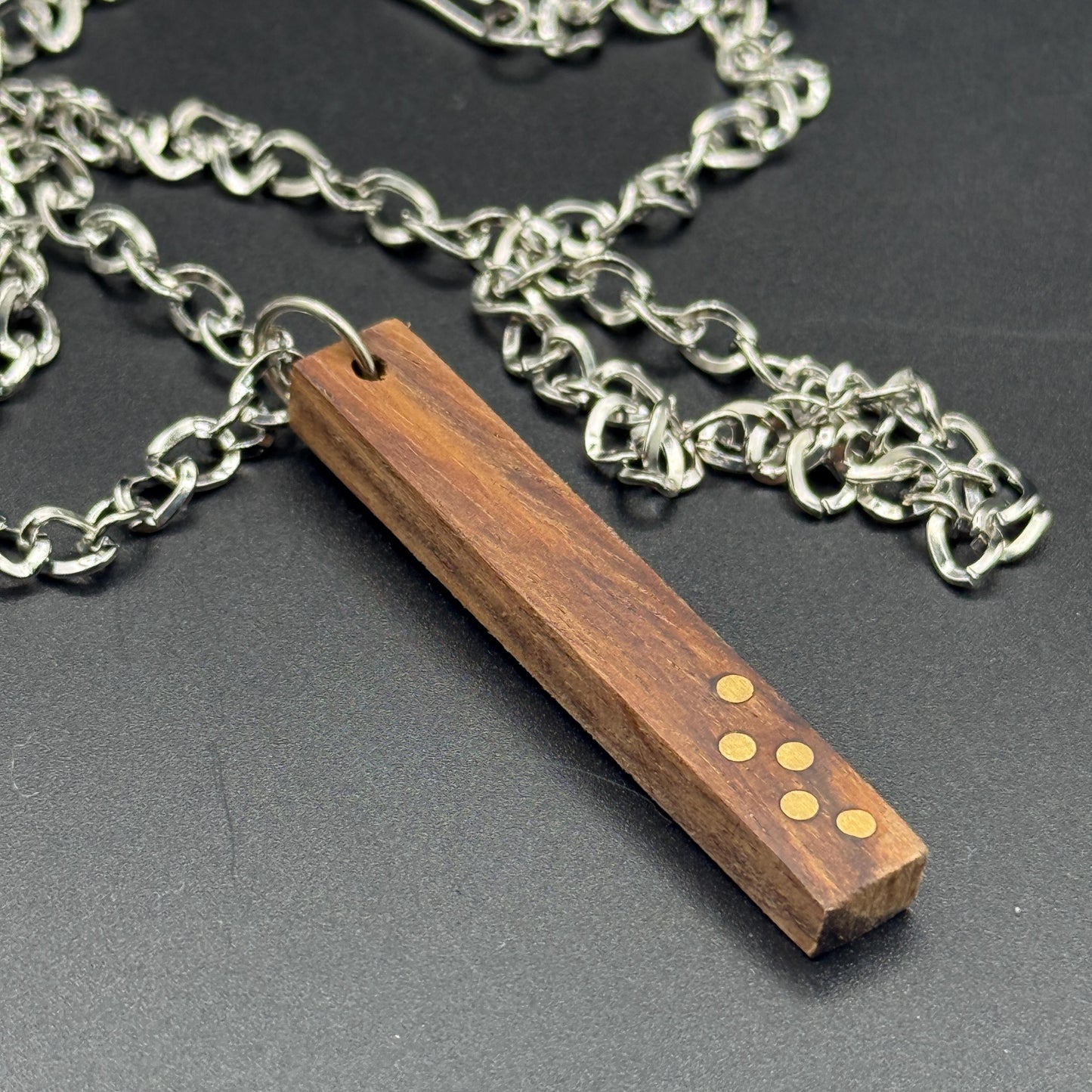 Handcrafted Wood &amp; Silver Necklace - 5th Anniversary Gift for Wife