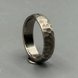 Hammered Titanium Minimalist Ring - Modern Industrial Wedding Band