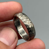 Hammered Titanium Minimalist Ring - Modern Industrial Wedding Band