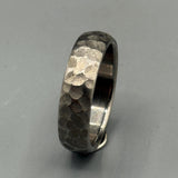 Hammered Titanium Minimalist Ring - Modern Industrial Wedding Band