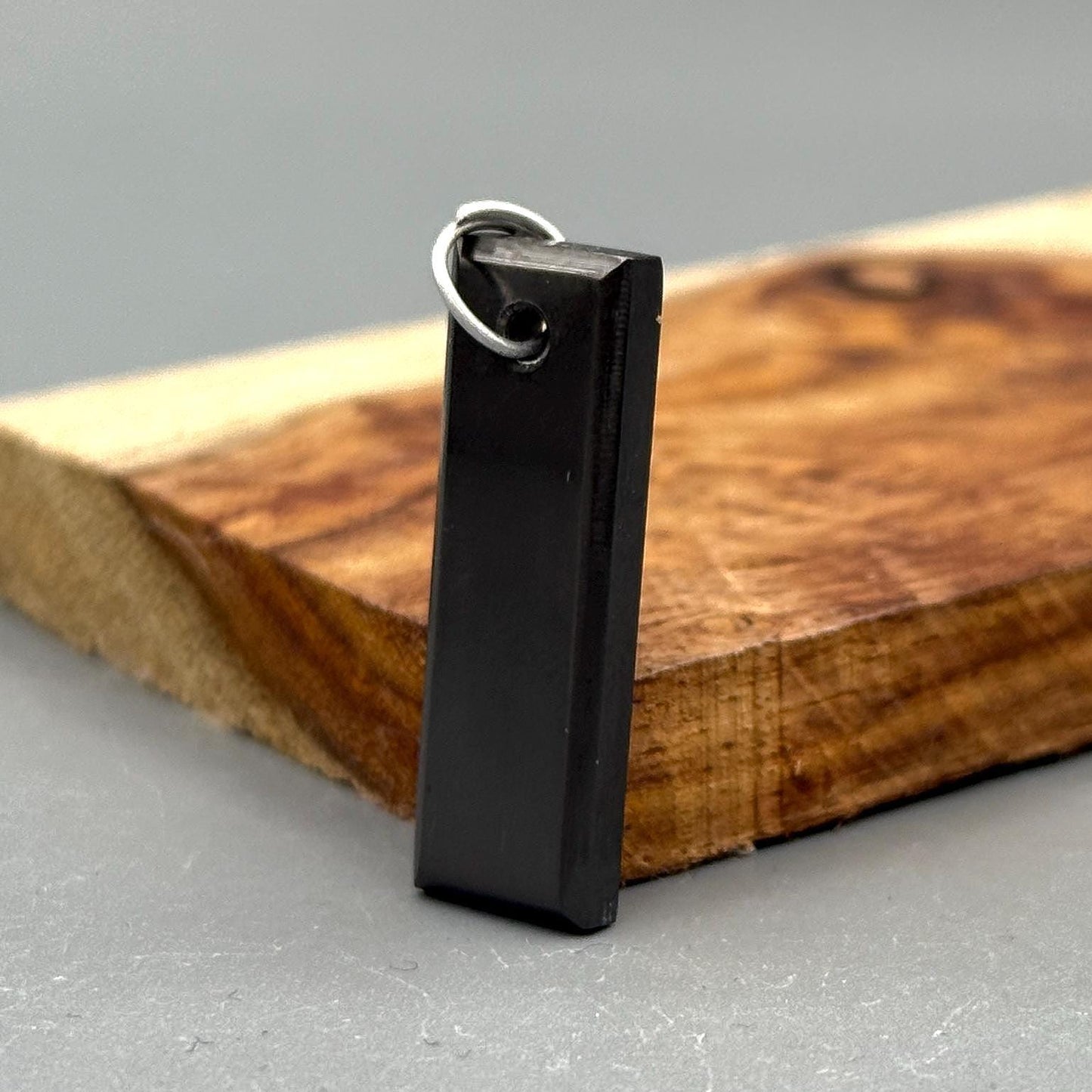 Engraved Zirconium Pendant: Black Anodized Mens Jewelry