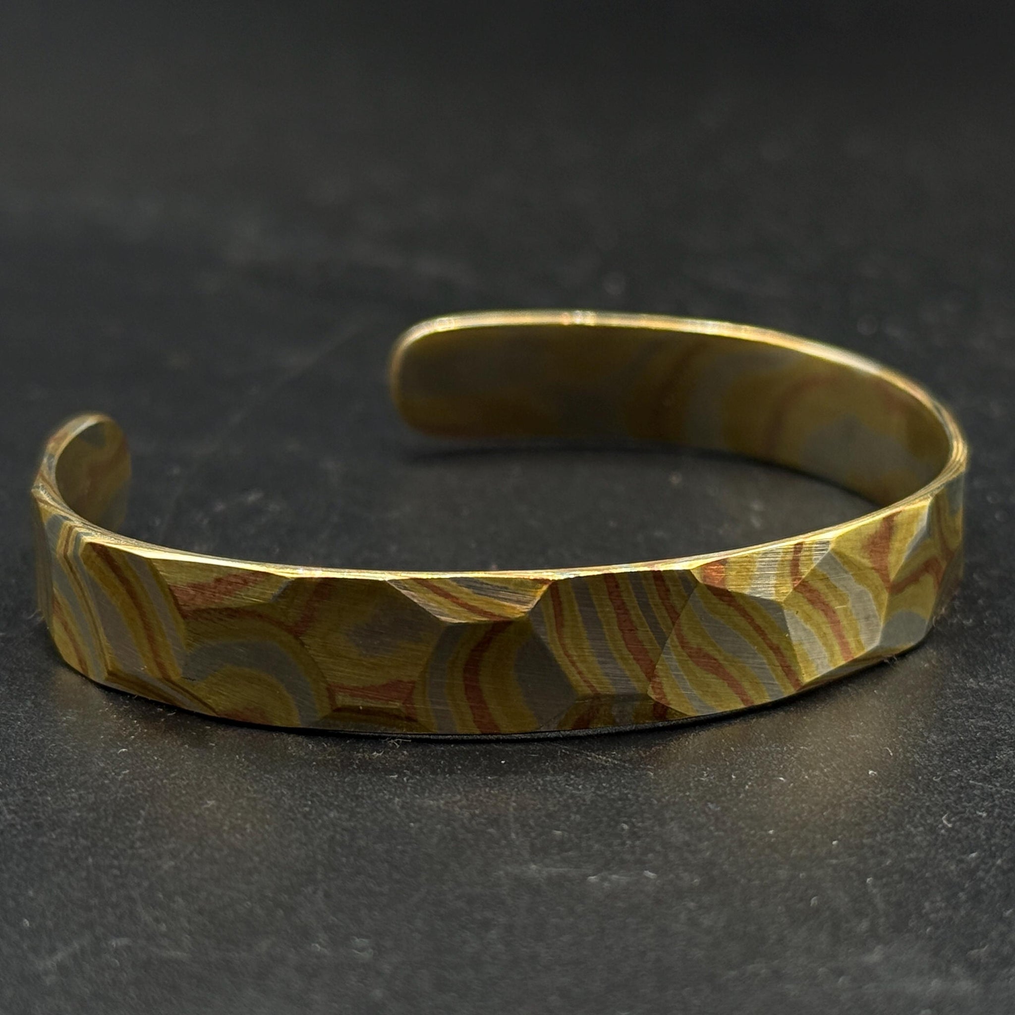 Handcrafted Mokume-Gane Cuff Bracelet – Unique DiamondCut Design