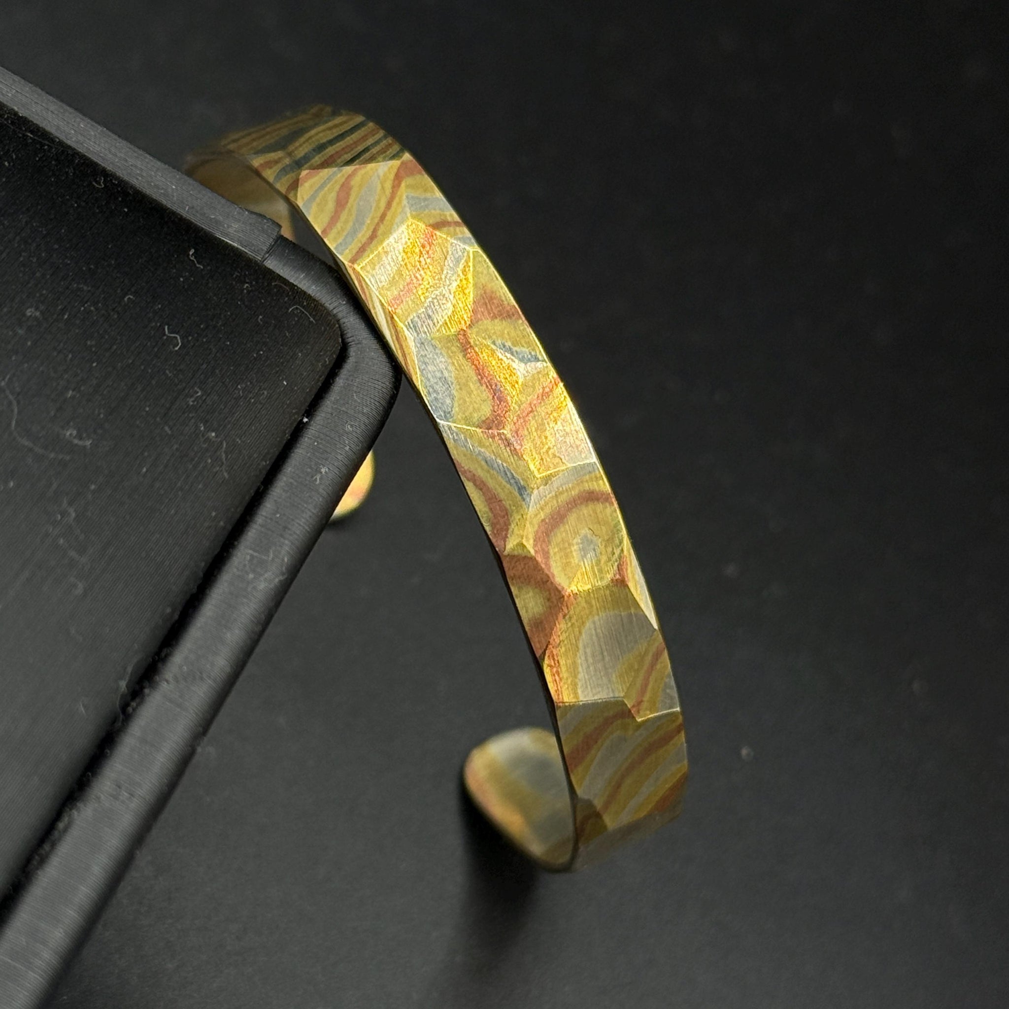 Handcrafted Mokume-Gane Cuff Bracelet – Unique DiamondCut Design