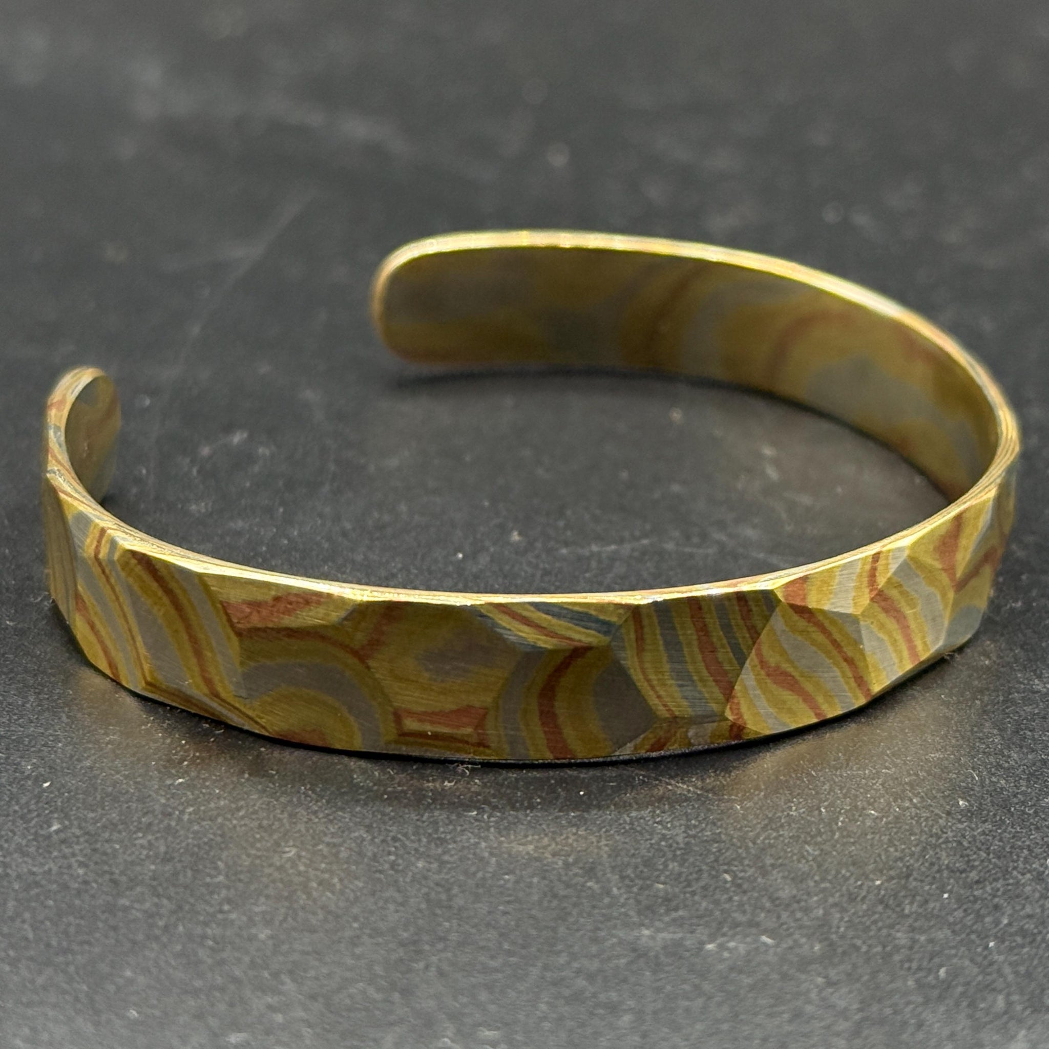 Handcrafted Mokume-Gane Cuff Bracelet – Unique DiamondCut Design