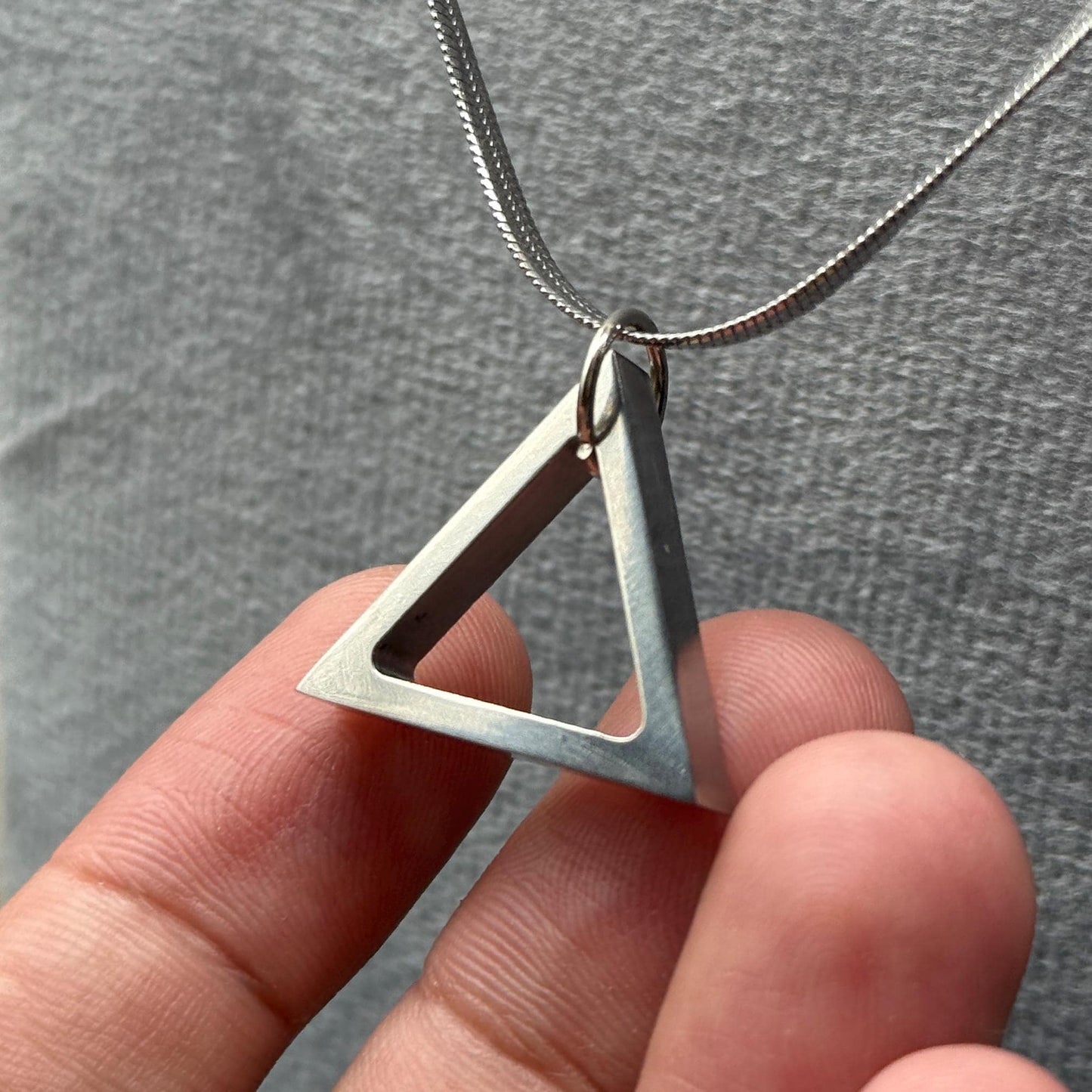 Vintage Titanium Geometric Triangle Pendant Necklace