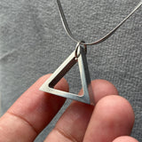 Vintage Titanium Geometric Triangle Pendant Necklace