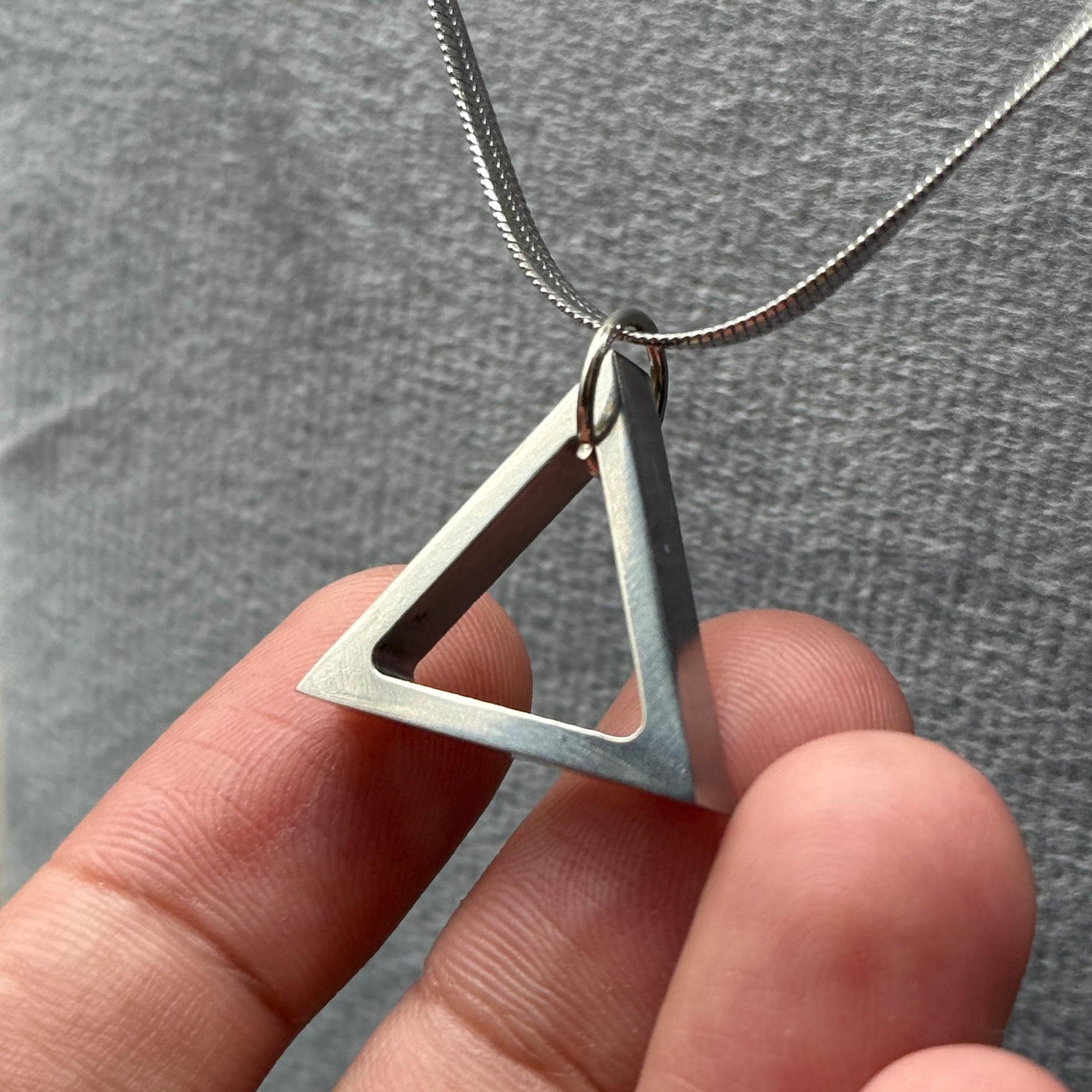 Vintage Titanium Geometric Triangle Pendant Necklace