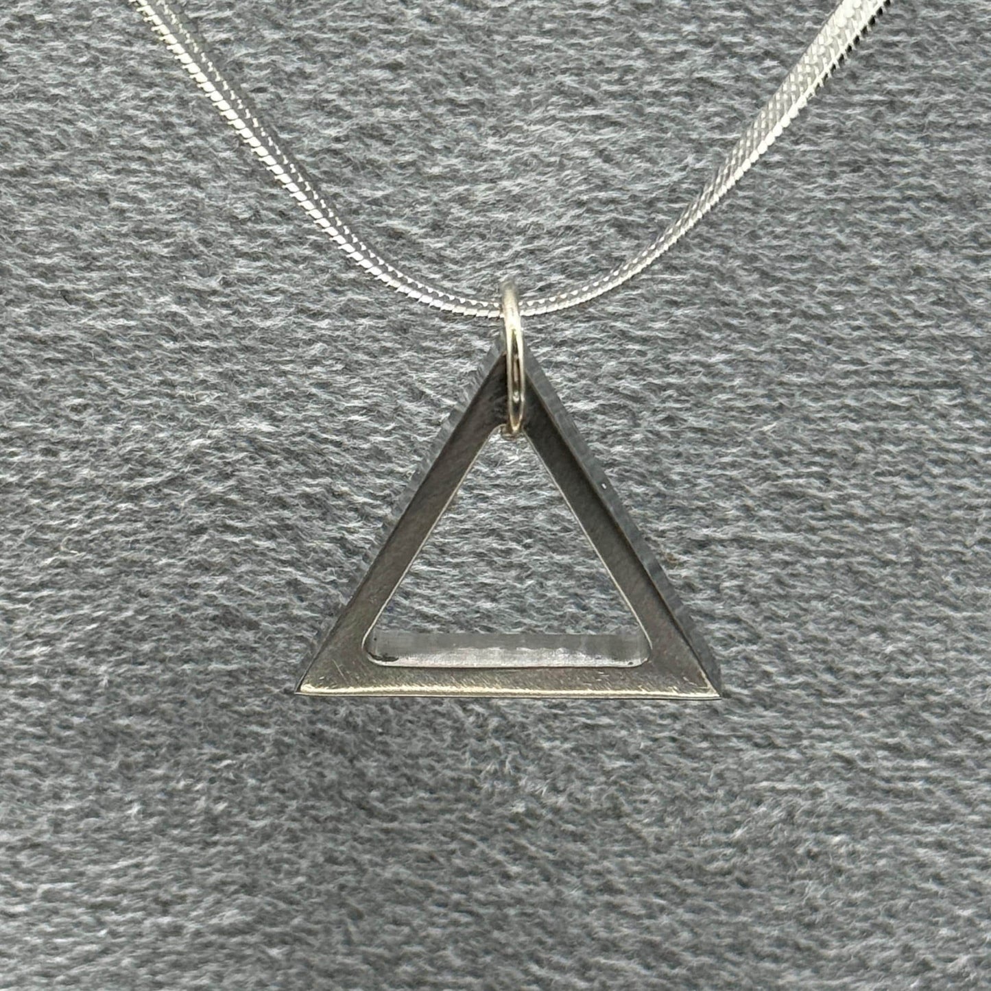 Vintage Titanium Geometric Triangle Pendant Necklace