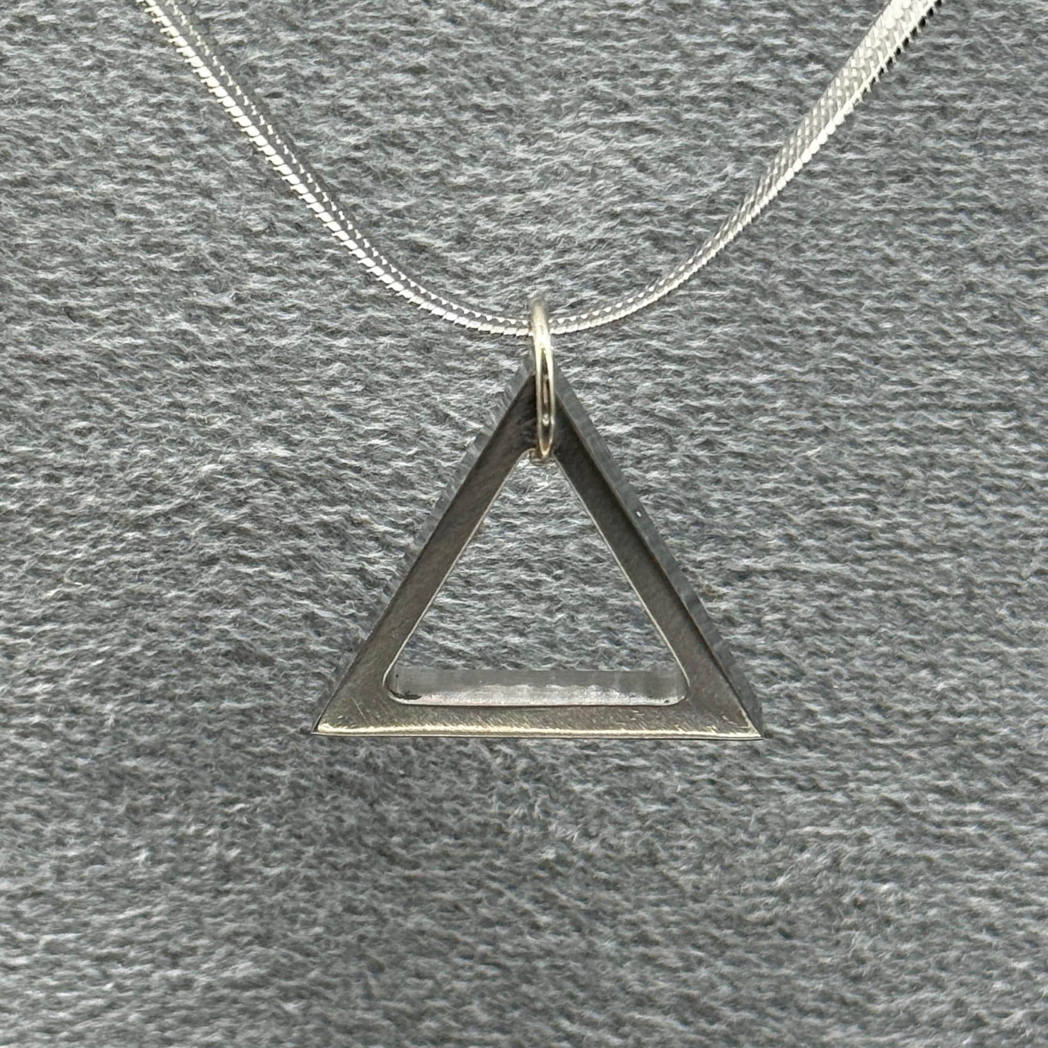Vintage Titanium Geometric Triangle Pendant Necklace