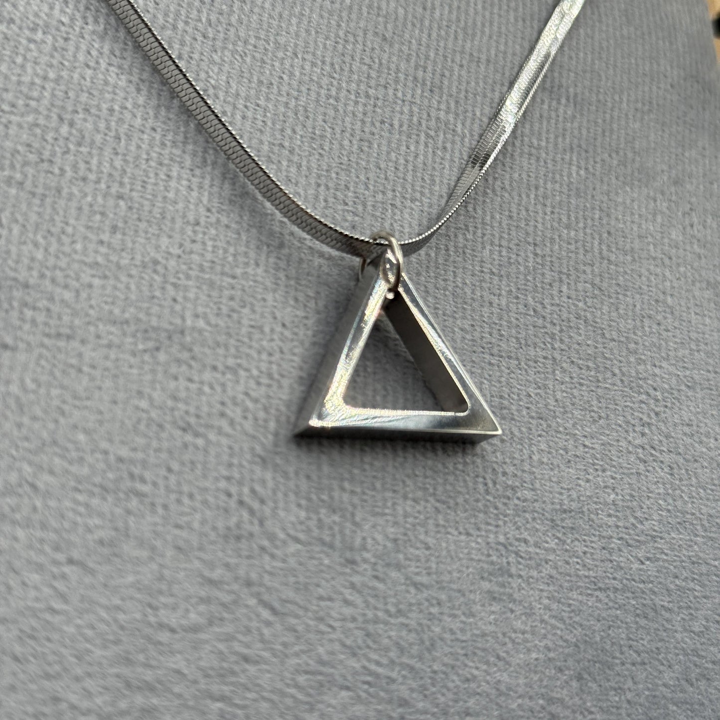 Vintage Titanium Geometric Triangle Pendant Necklace