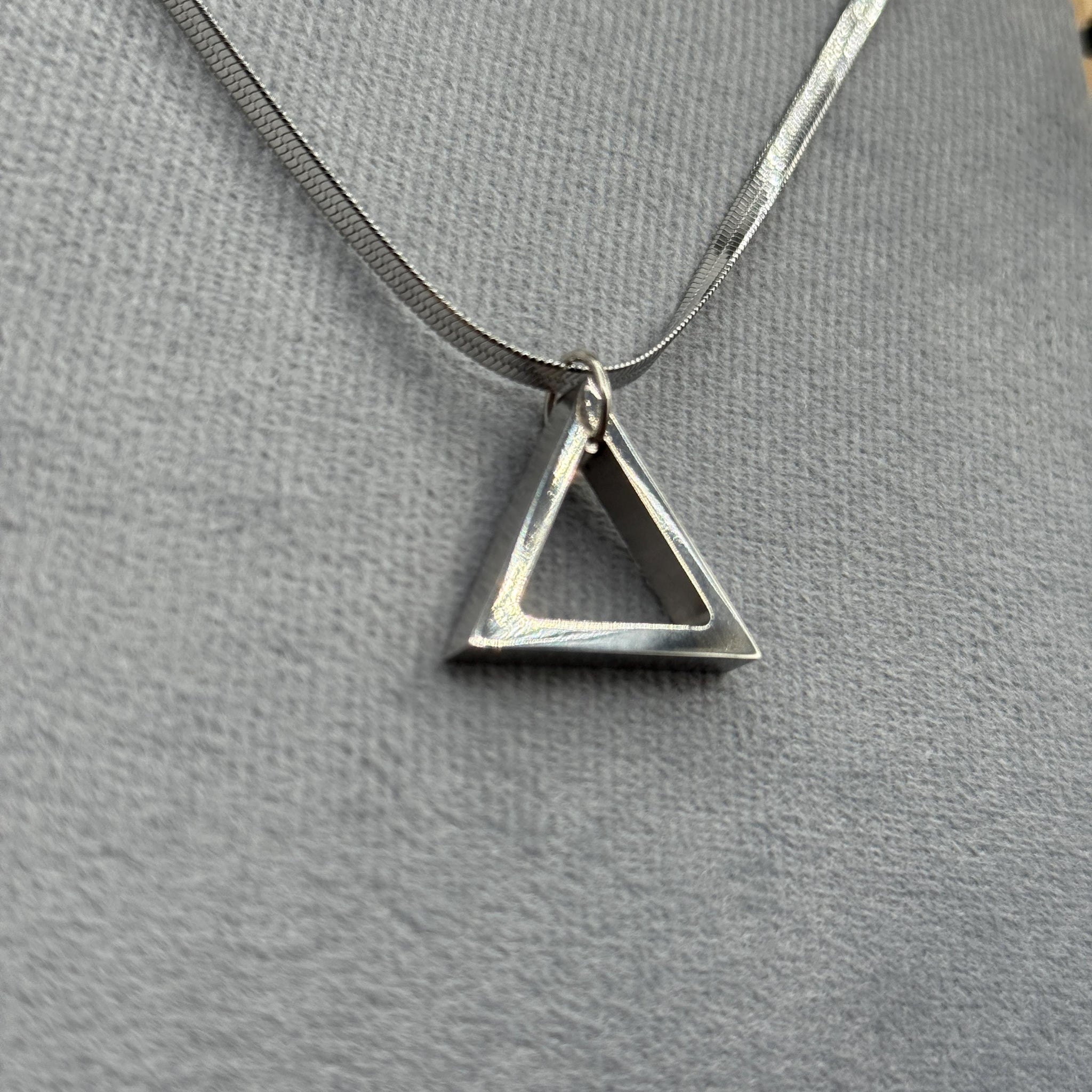 Vintage Titanium Geometric Triangle Pendant Necklace