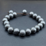 Viking Damascus Steel Beaded Bracelet – Adjustable, Handcrafted