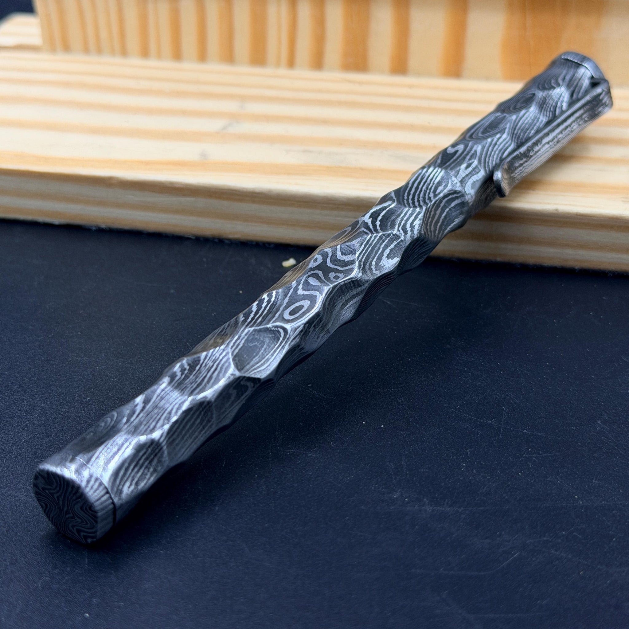 Hand Forged Damascus Steel Ballpoint Pen