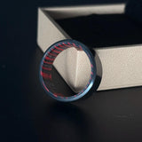 Handcrafted Zirconium Ring with Red &amp; Black Wood Inlay