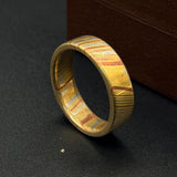 Mokume Gane Minimalist Ring - Hand-Forged Men's Wedding Band