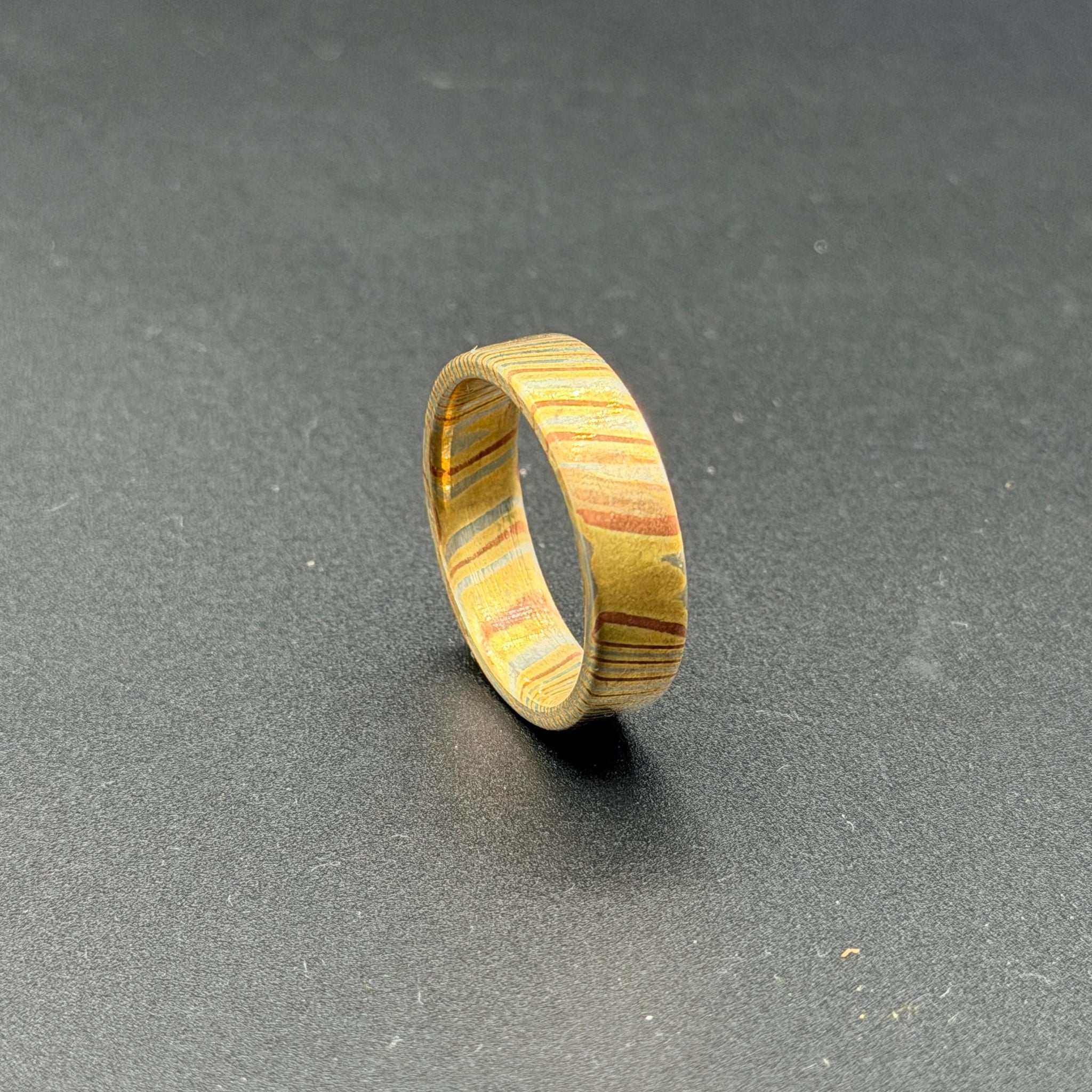 Mokume Gane Minimalist Ring | Hand-Forged Wedding Band