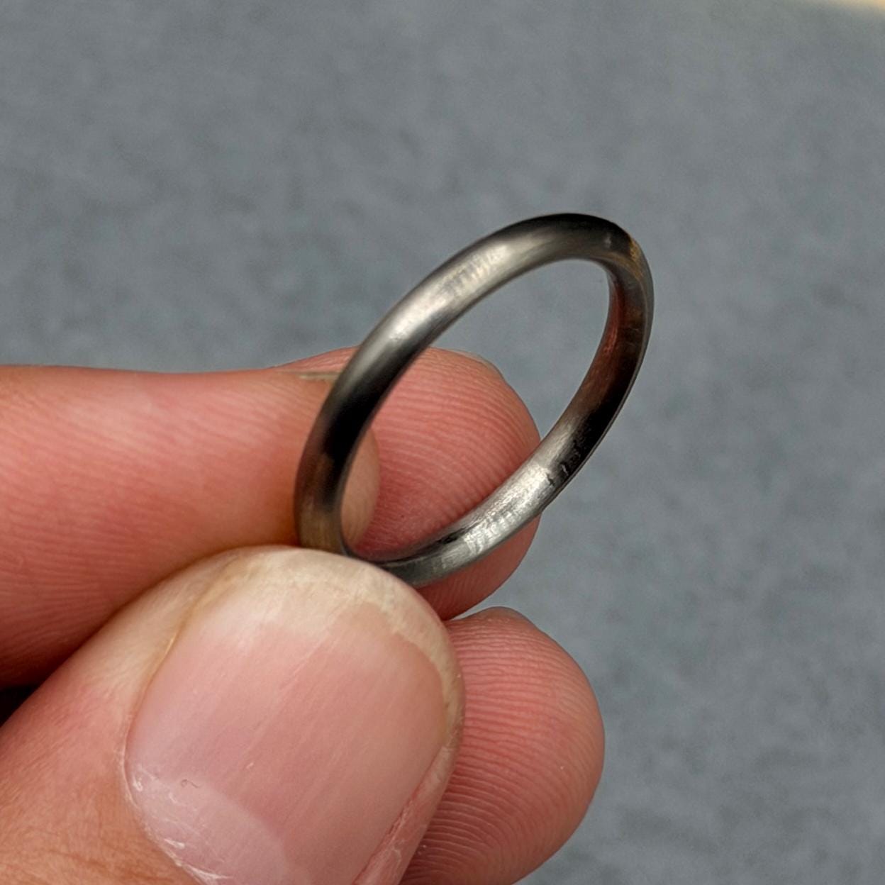 Minimalist Titanium Doomed Shape Ring: Brushed Finish, Modern Wedding Band