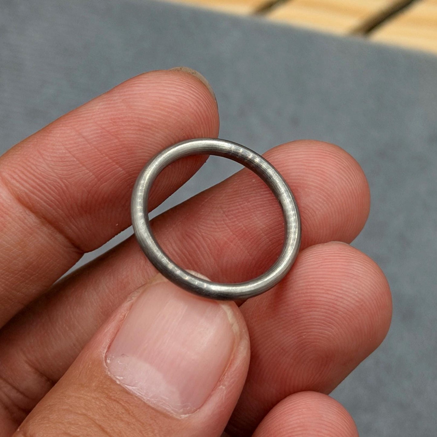 Minimalist Titanium Doomed Shape Ring: Brushed Finish, Modern Wedding Band