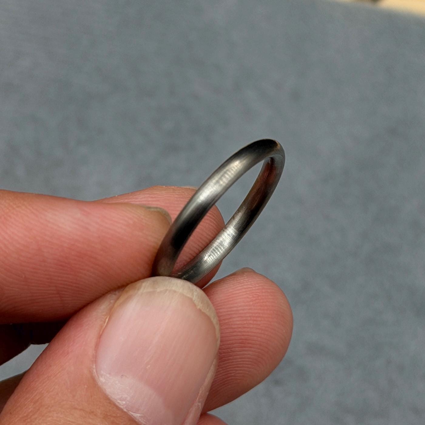 Minimalist Titanium Doomed Shape Ring: Brushed Finish, Modern Wedding Band