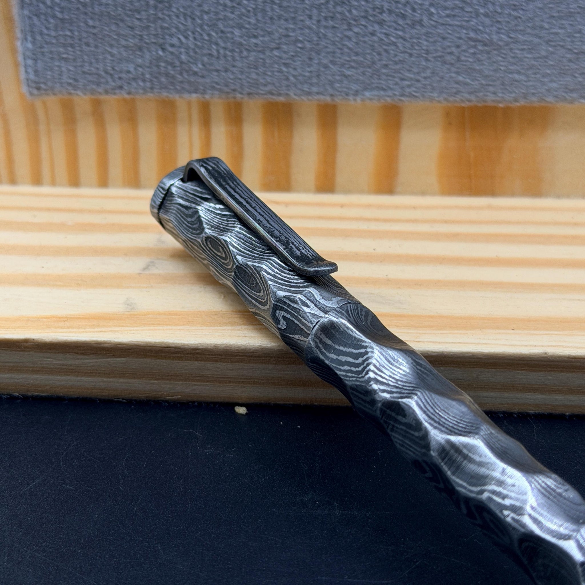 Hand Forged Damascus Steel Ballpoint Pen