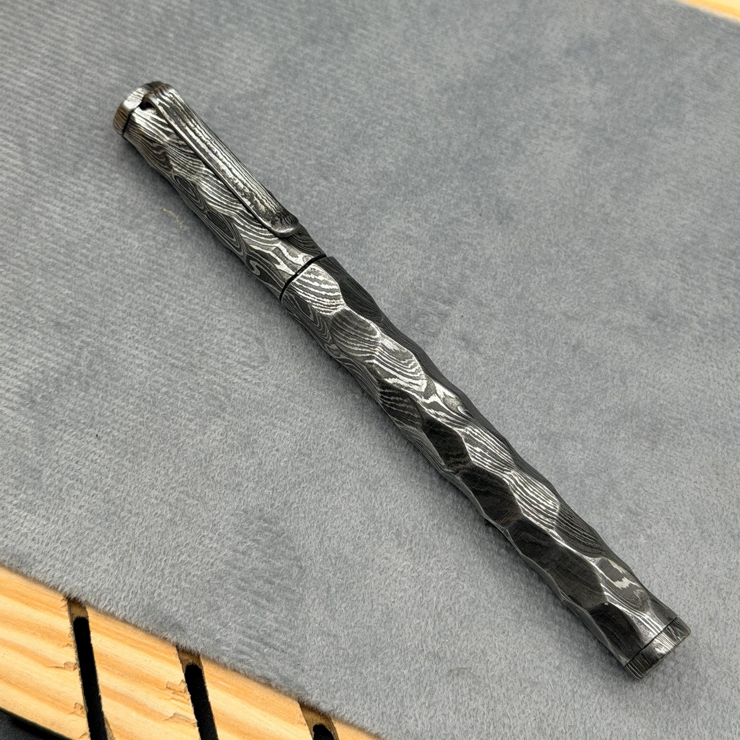 Hand Forged Damascus Steel Ballpoint Pen
