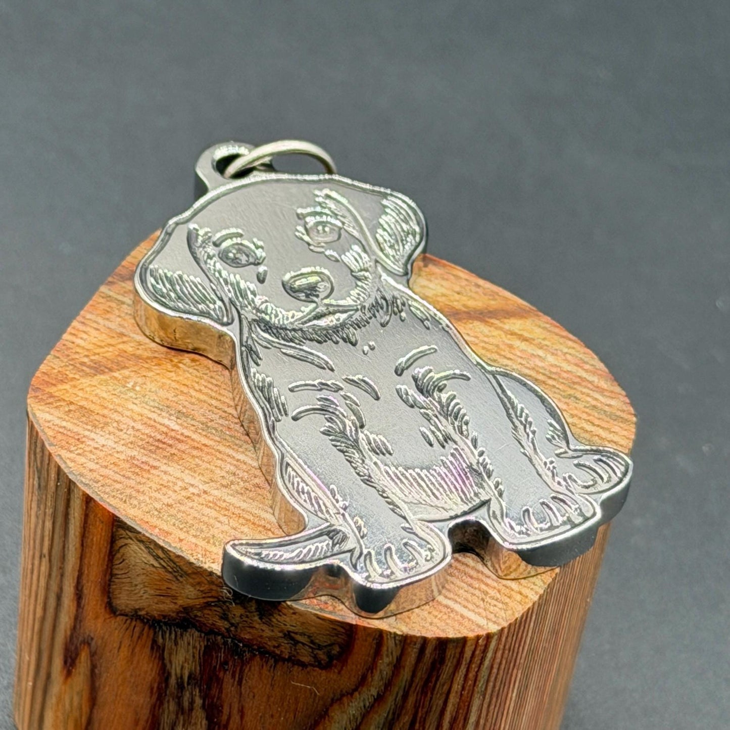 Personalized Titanium Dog Tag Pendant: 3D Dog Silhouette, Custom Pet ID