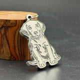 Personalized Titanium Dog Tag Pendant: 3D Dog Silhouette, Custom Pet ID