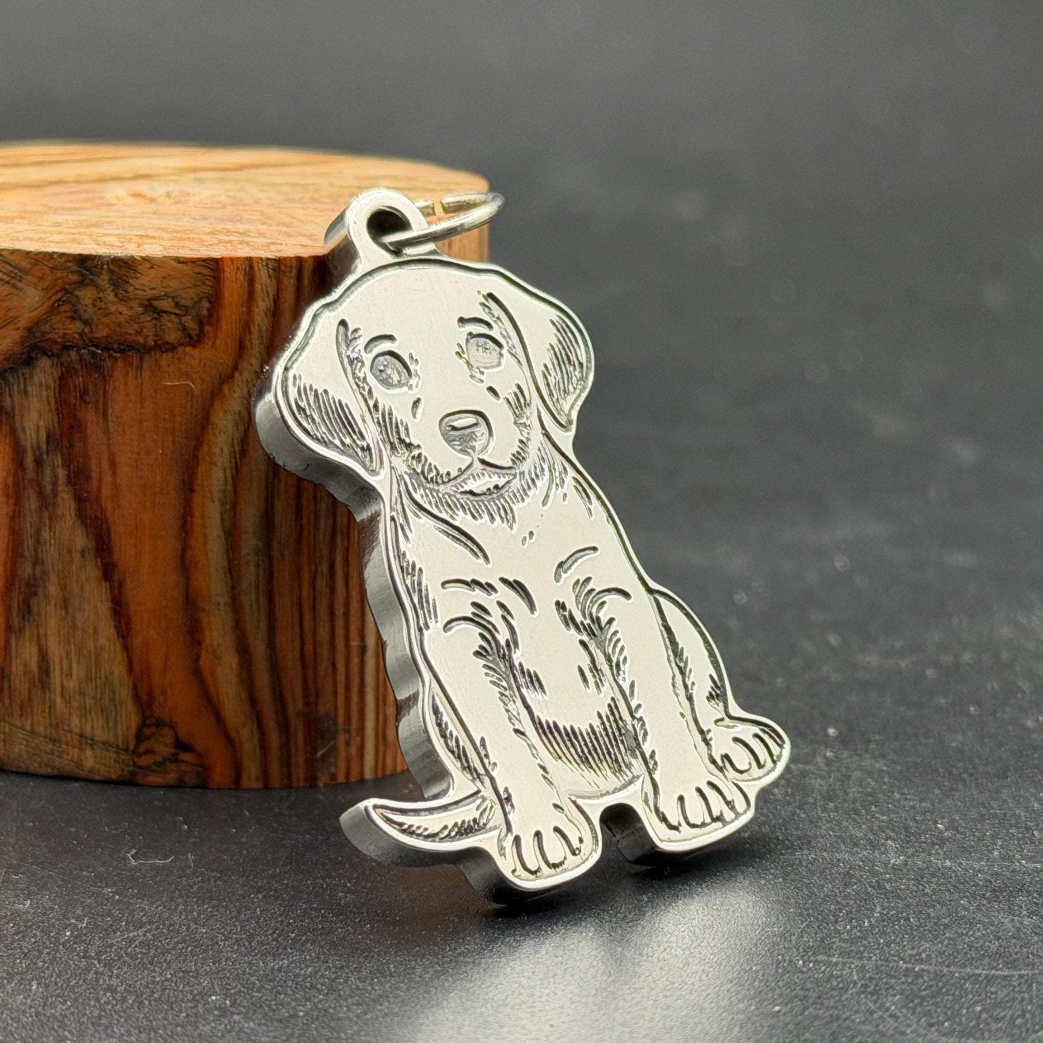 Personalized Titanium Dog Tag Pendant: 3D Dog Silhouette, Custom Pet ID