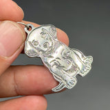 Personalized Titanium Dog Tag Pendant: 3D Dog Silhouette, Custom Pet ID