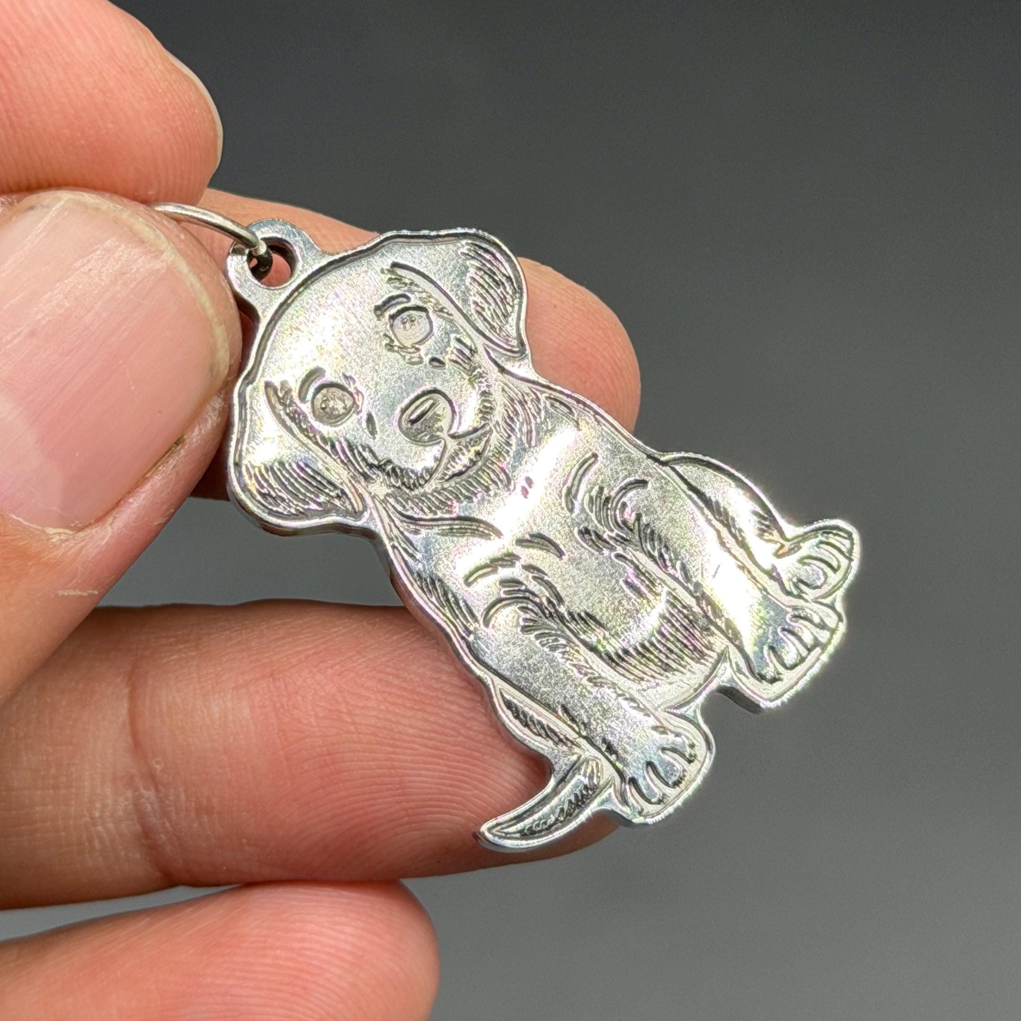 Personalized Titanium Dog Tag Pendant: 3D Dog Silhouette, Custom Pet ID