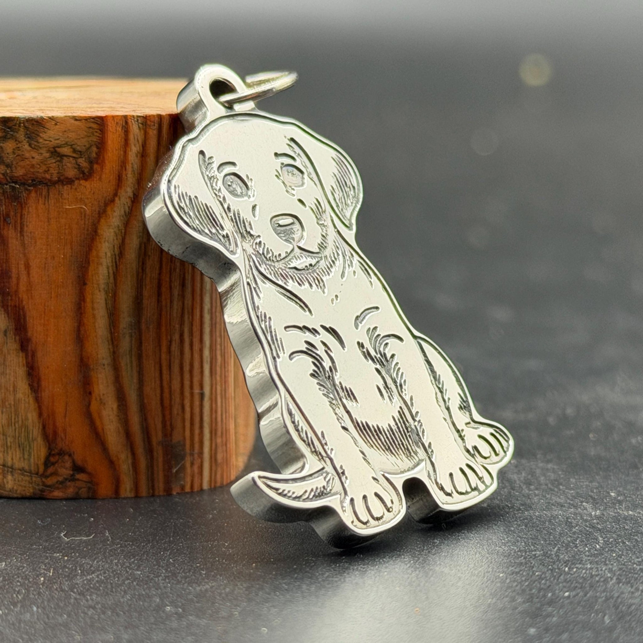 Personalized Titanium Dog Tag Pendant: 3D Dog Silhouette, Custom Pet ID