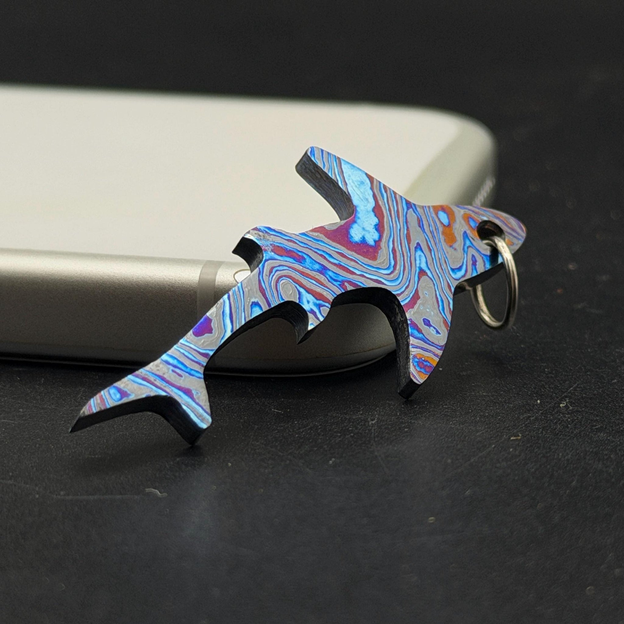 Black Timascus Zircuti Shark Pendant: Zircuti Colorful Animal Wear