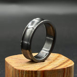 Minimalist Zirconium Ring: Polished  Black Wedding Band, Handcrafted USA