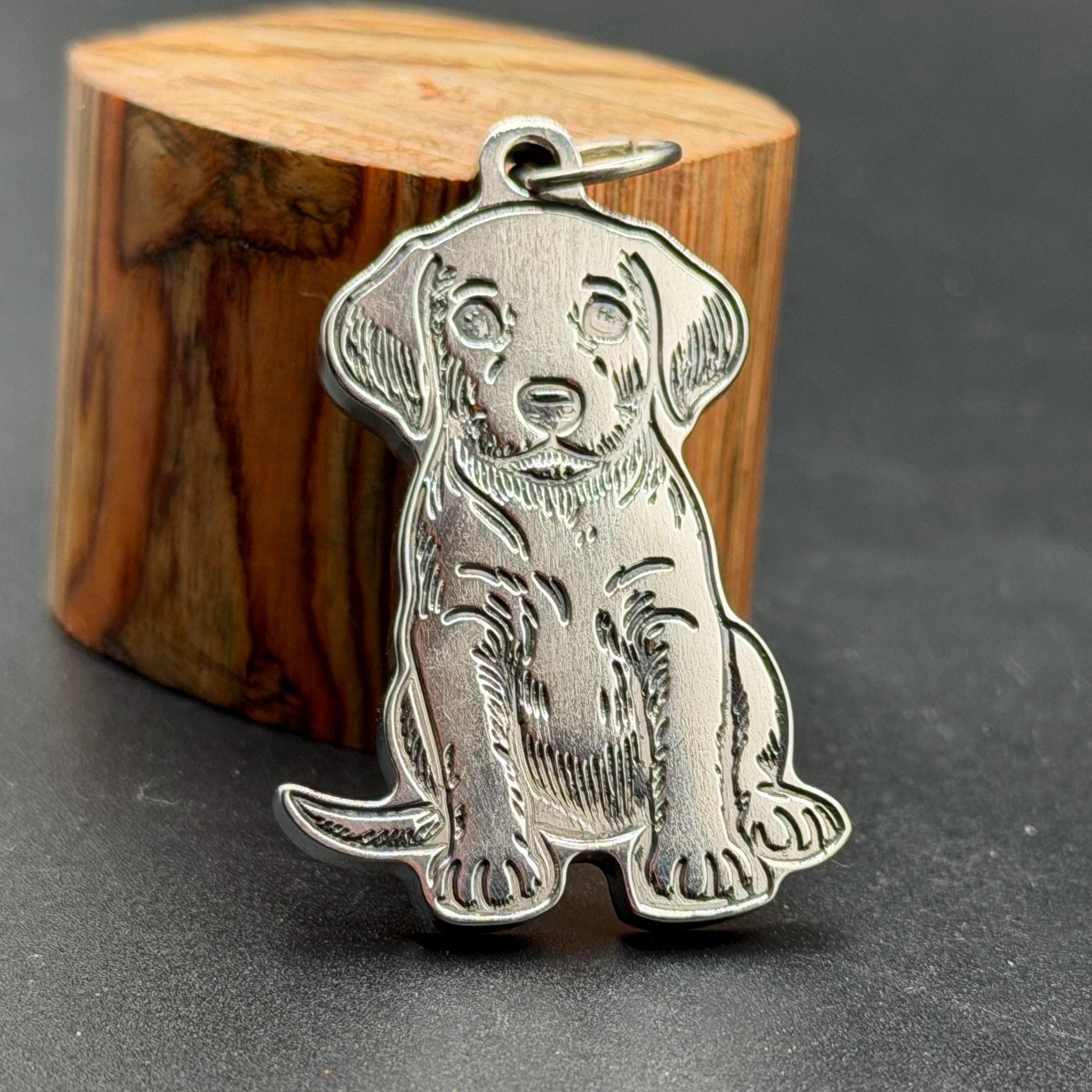 Personalized Titanium Dog Tag Pendant: 3D Dog Silhouette, Custom Pet ID