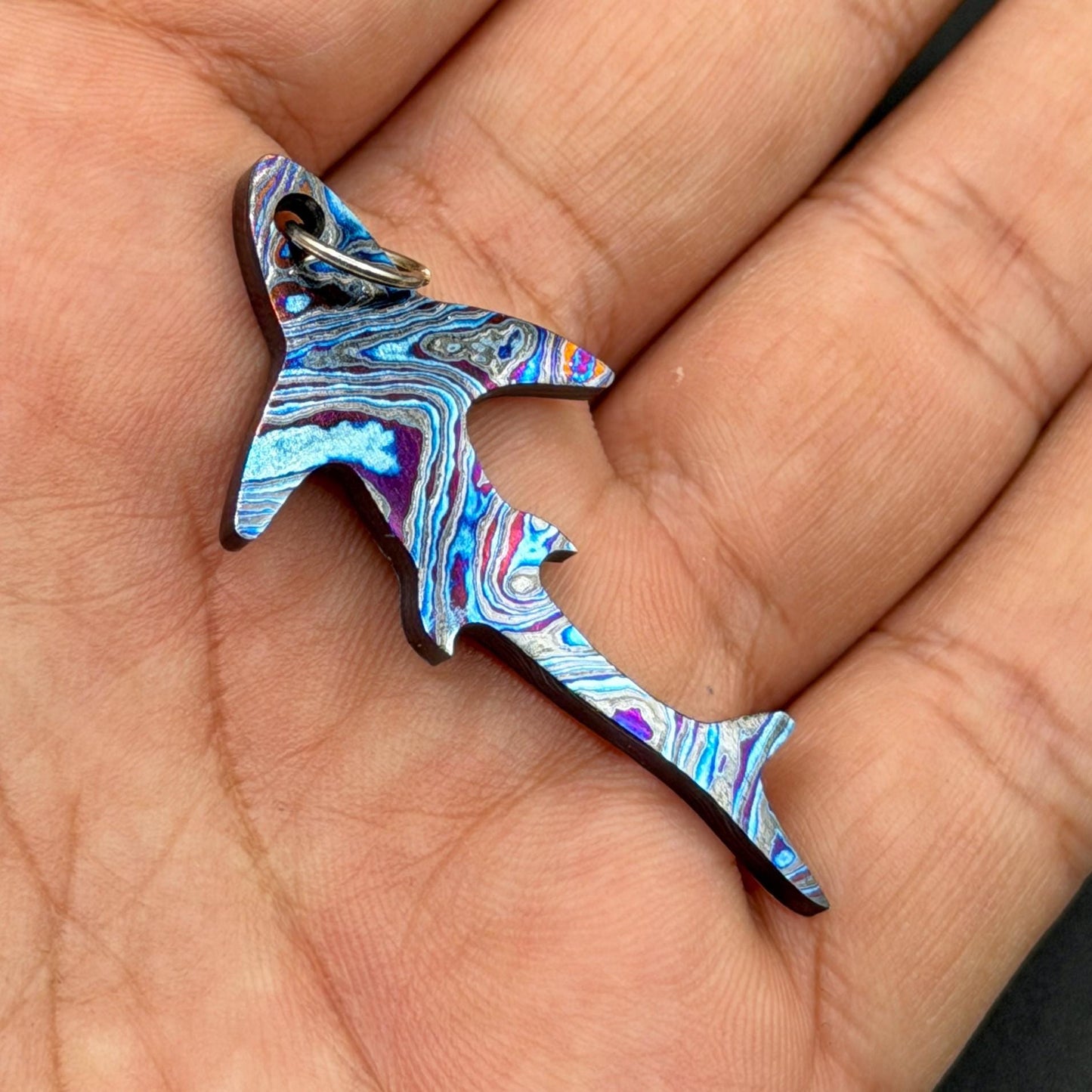Black Timascus Zircuti Shark Pendant: Zircuti Colorful Animal Wear