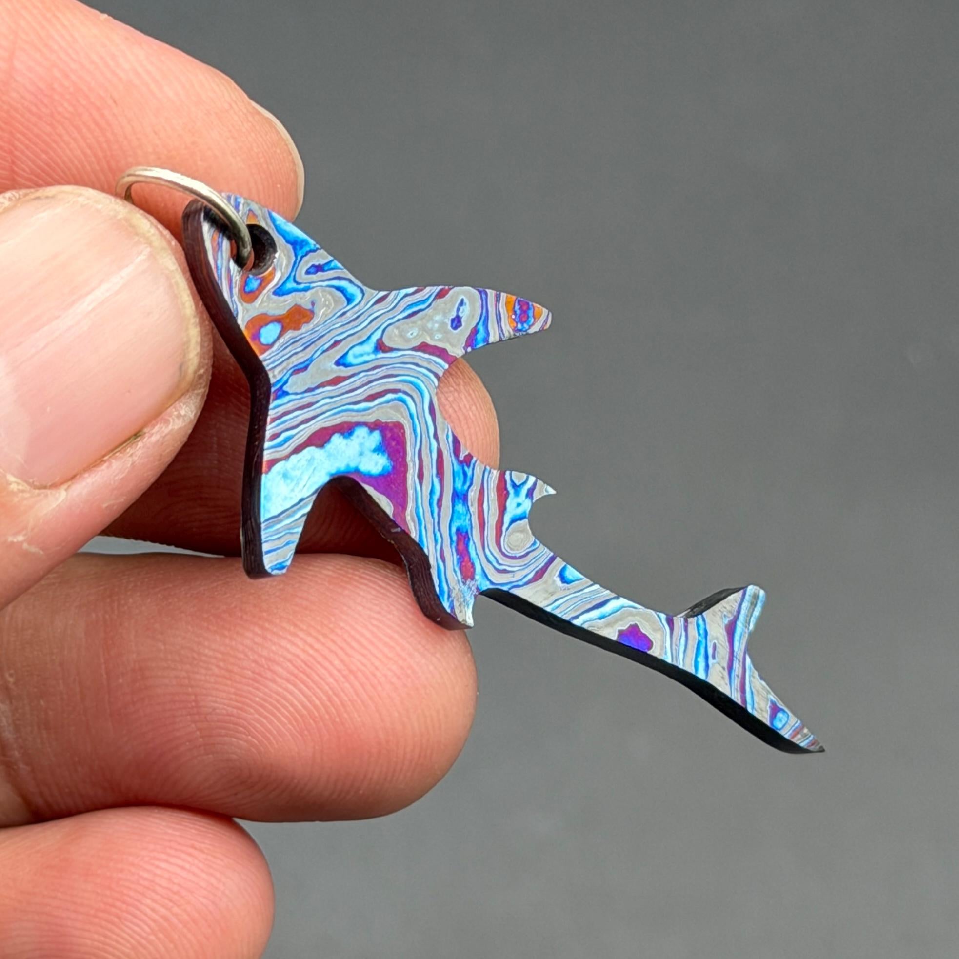 Black Timascus Zircuti Shark Pendant: Zircuti Colorful Animal Wear