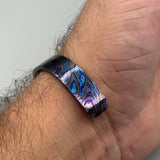 Handmade Black Timascus Bracelet: Lightweight Titanium Viking Cuff, 10mm and 6.5 inches size