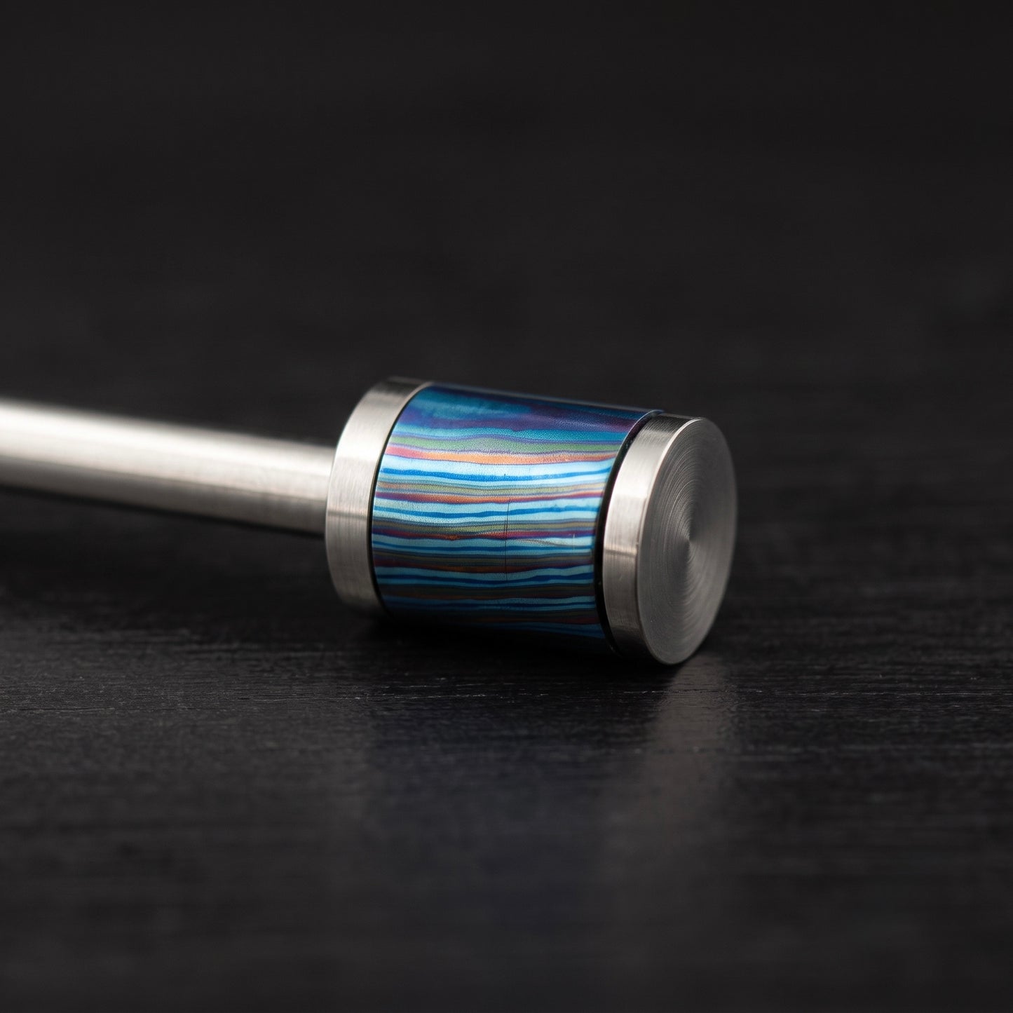 Spinning Handmade Zircuti (Black Timascus) Lanyard Bead Keeper, Custom Design, Gift for him