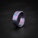Timascus Wedding Band: Flat Design Titanium Alloy Ring, 8mm