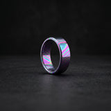 Timascus Wedding Band: Flat Design Titanium Alloy Ring, 8mm