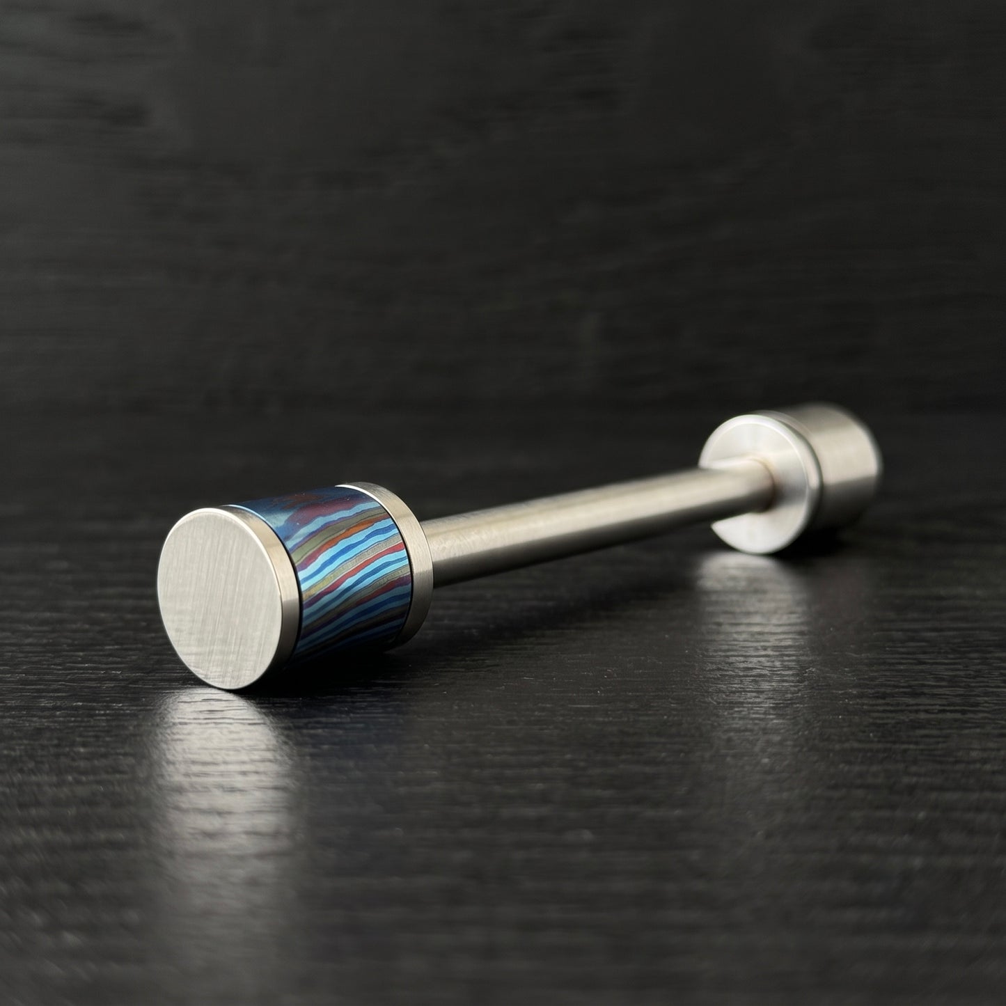 Spinning Handmade Zircuti (Black Timascus) Lanyard Bead Keeper, Custom Design, Gift for him