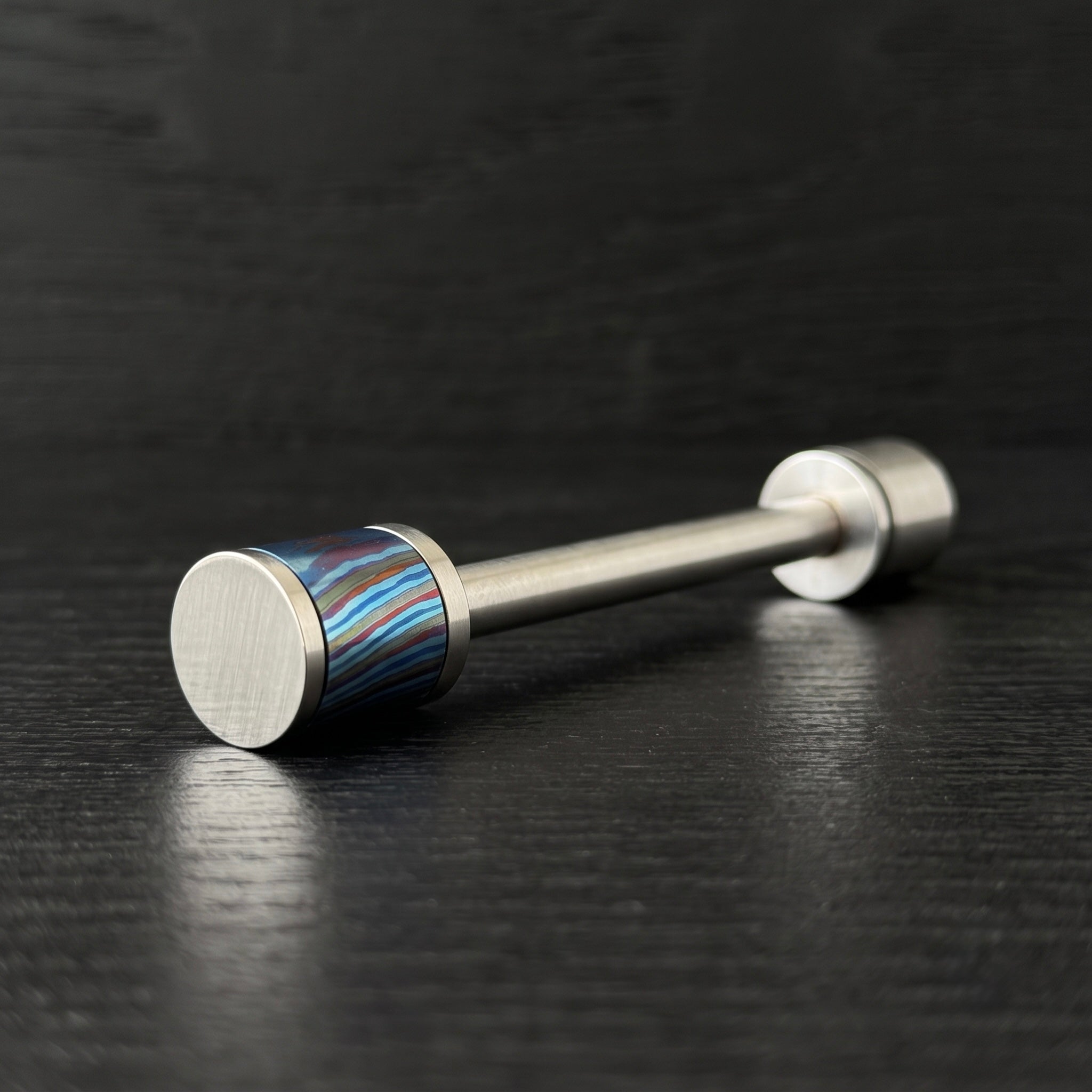 Spinning Handmade Zircuti (Black Timascus) Lanyard Bead Keeper, Custom Design, Gift for him